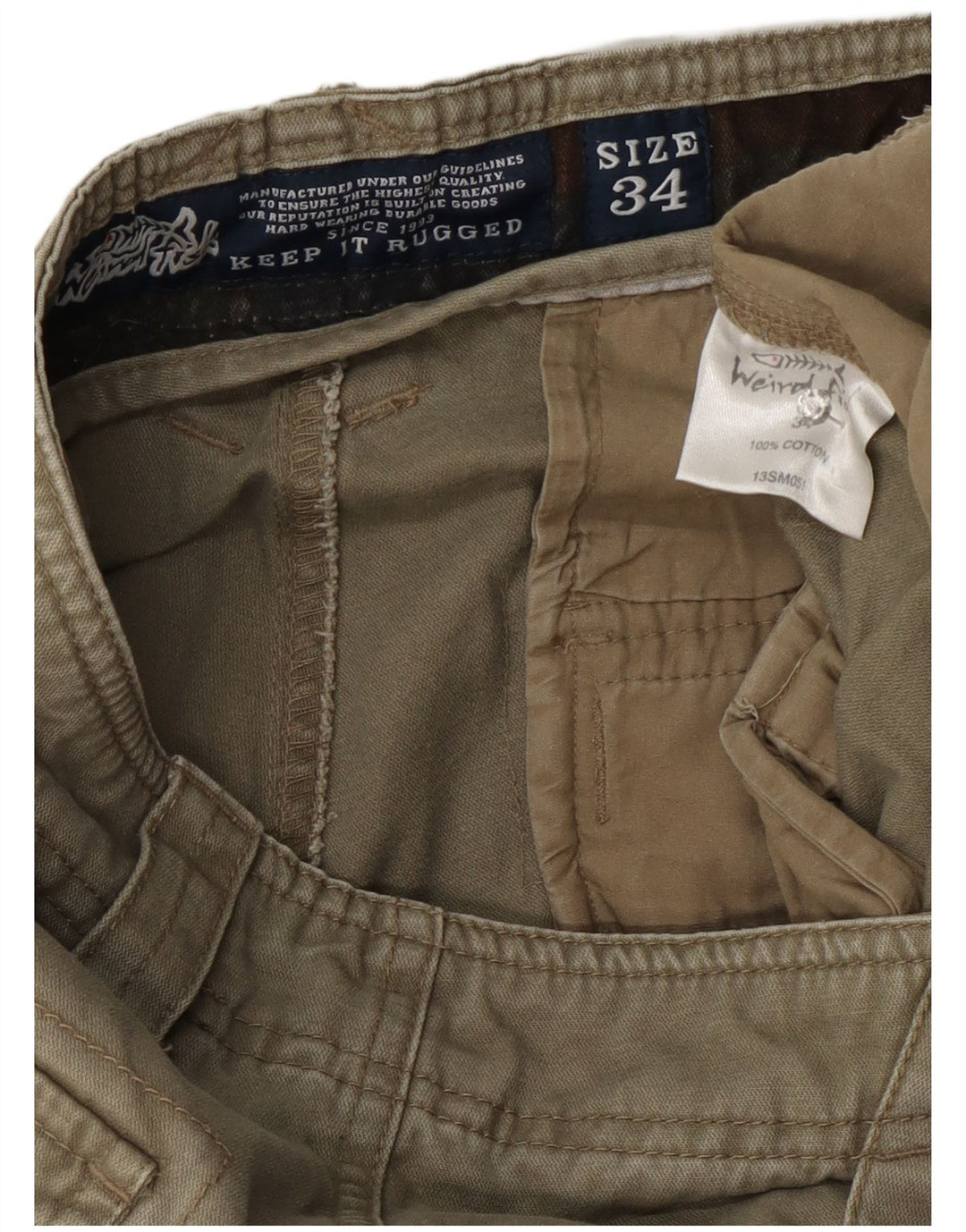 Weird Fish Herre Cargo Shorts W34 Large Khaki Cotton