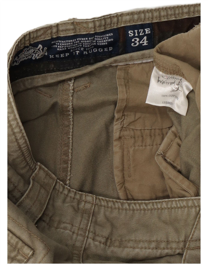 Weird Fish Herre Cargo Shorts W34 Large Khaki Cotton