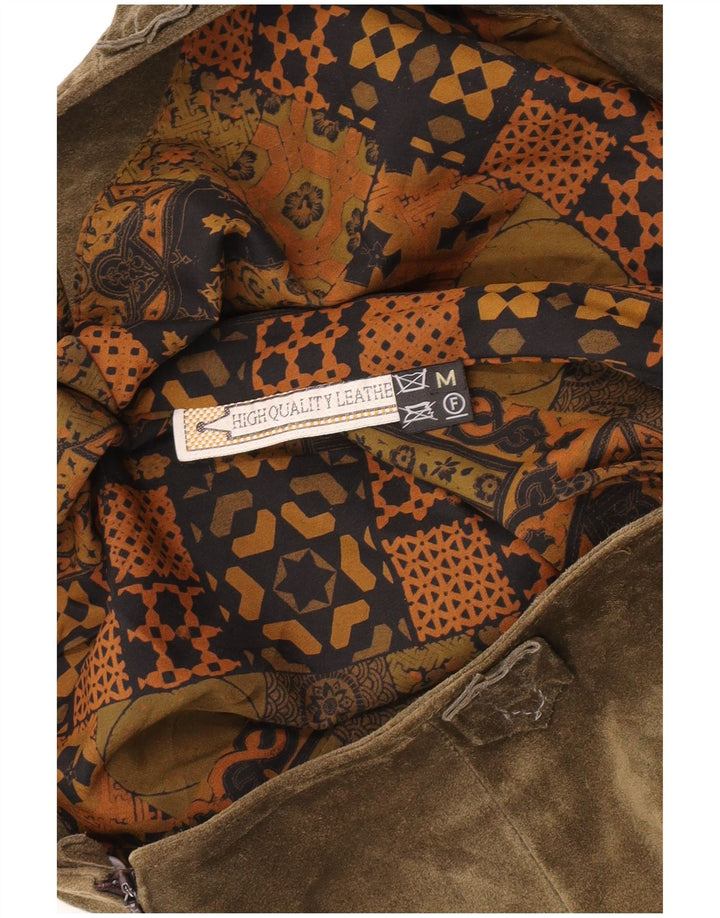 Vintage dame ruskind nederdel Medium W32 Khaki læder