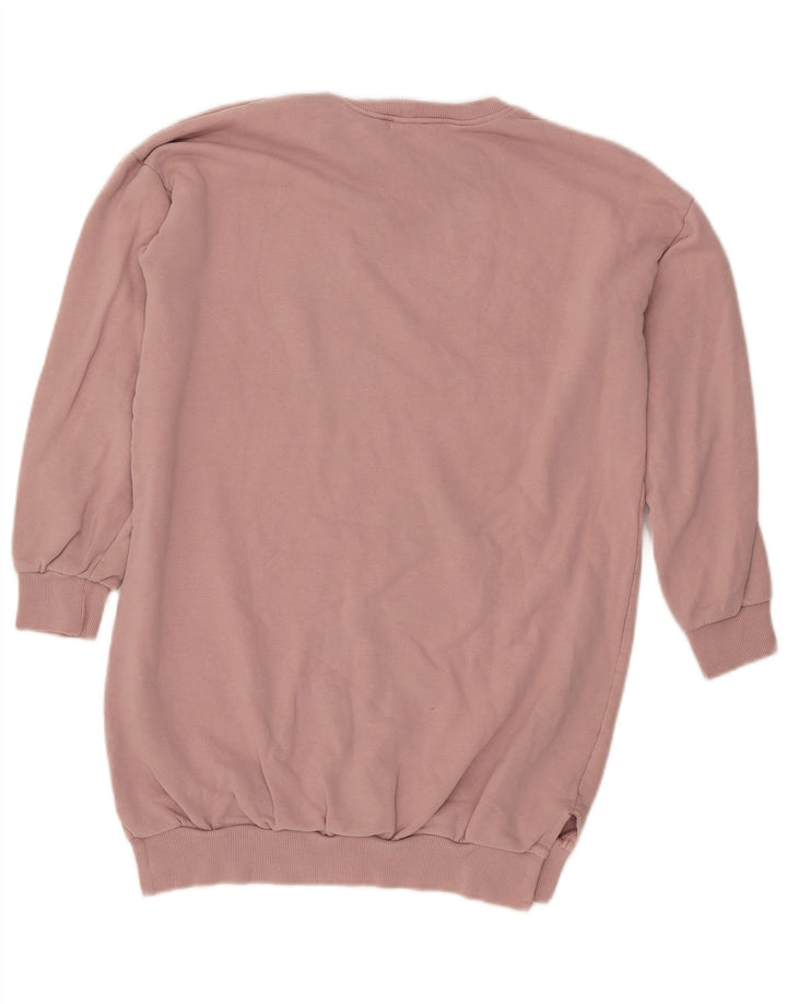 BENETTON Dame grafisk sweatshirt trøje UK 16 Large Pink