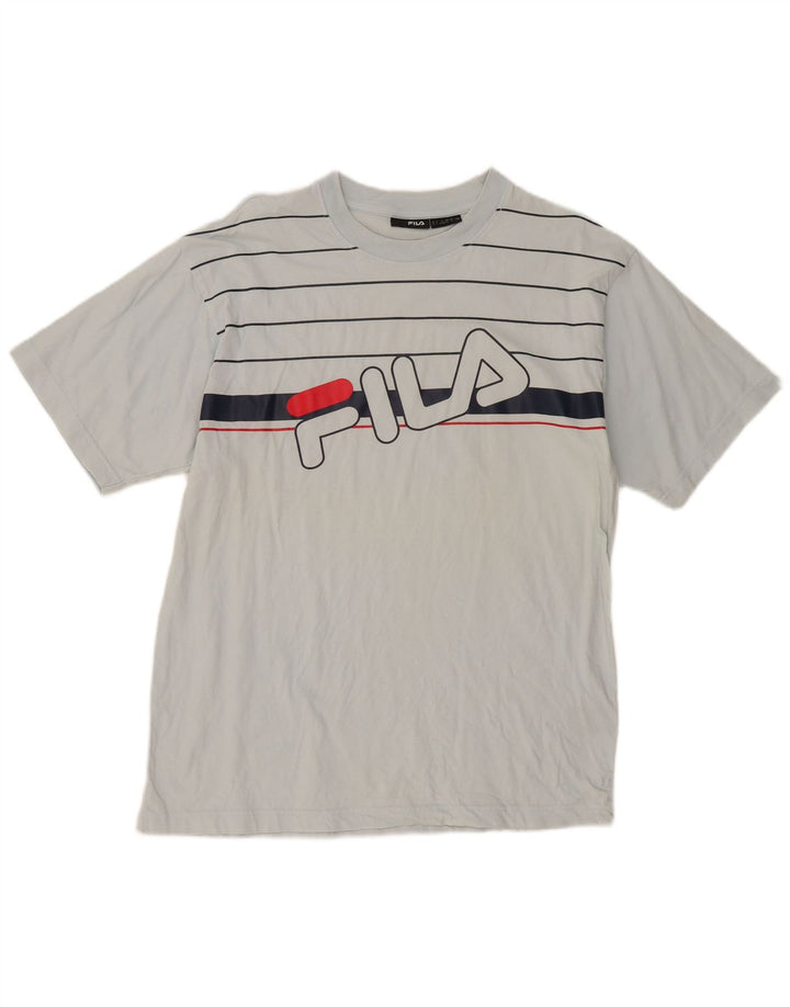 Fila Herre grafisk T-shirt Top Stor grå stribet bomuld