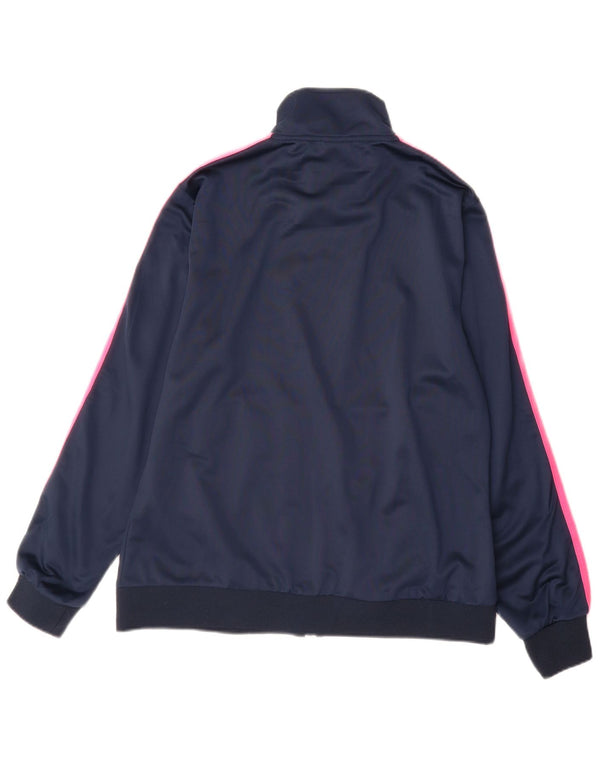 Asics Womens Tracksuit Top Jacket UK 18 XL Navy Blue Colourblock Polyester