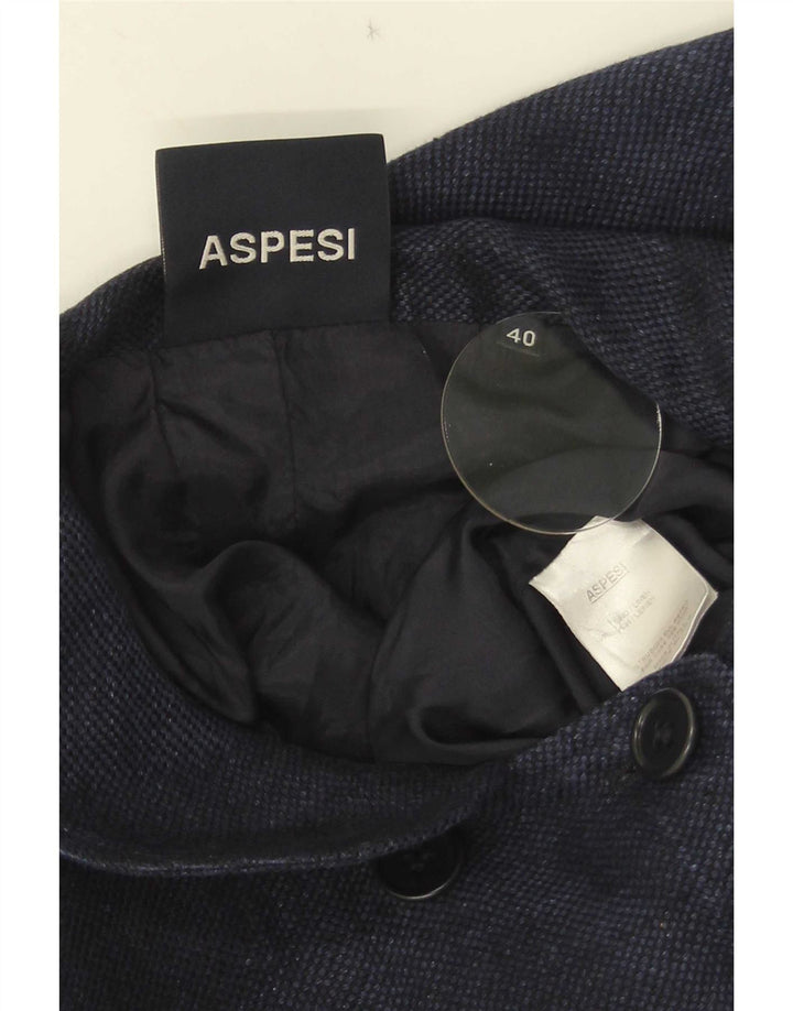 Aspesi Dame 3/4 Ærmet Ærtefrakke IT 40 Small Blue Linen
