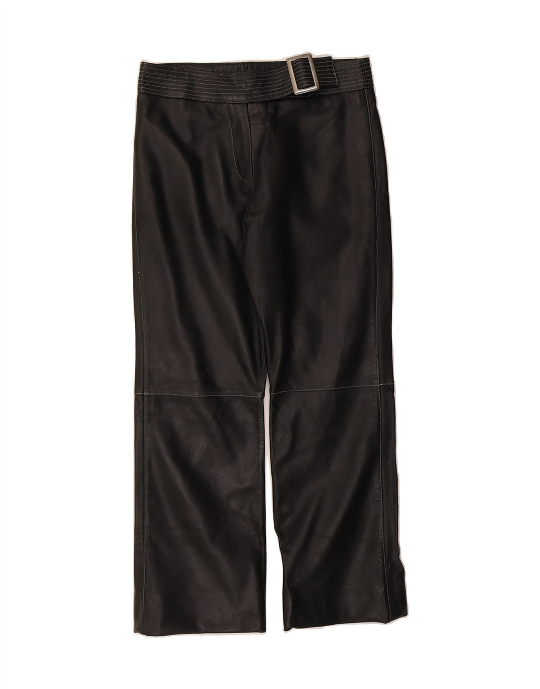 TORUS Womens Straight Leather Trousers UK 12 Medium W30 L26 Black Leather Vintage Torus and Second-Hand Torus from Messina Hembry 