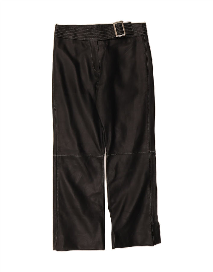 TORUS Womens Straight Leather Trousers UK 12 Medium W30 L26 Black Leather Vintage Torus and Second-Hand Torus from Messina Hembry 