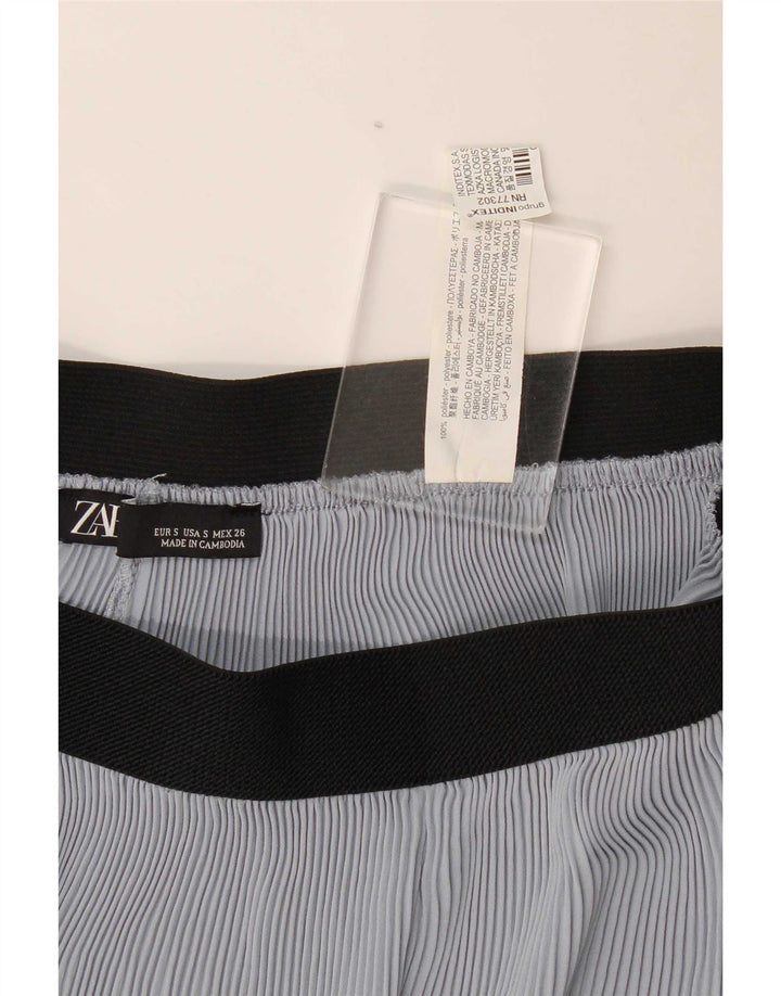 Zara Dame Cullotes Capri Bukser Small W26 L22 Blå Polyester