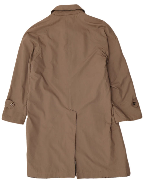 Vintage Herre Vendbar Overfrakke UK 40 Stor Beige Ternet polyester