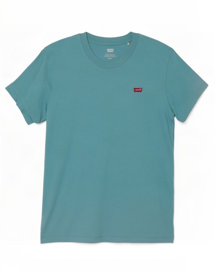 Levi's Dame T-Shirt Top UK 10 Lille Blå Bomuld