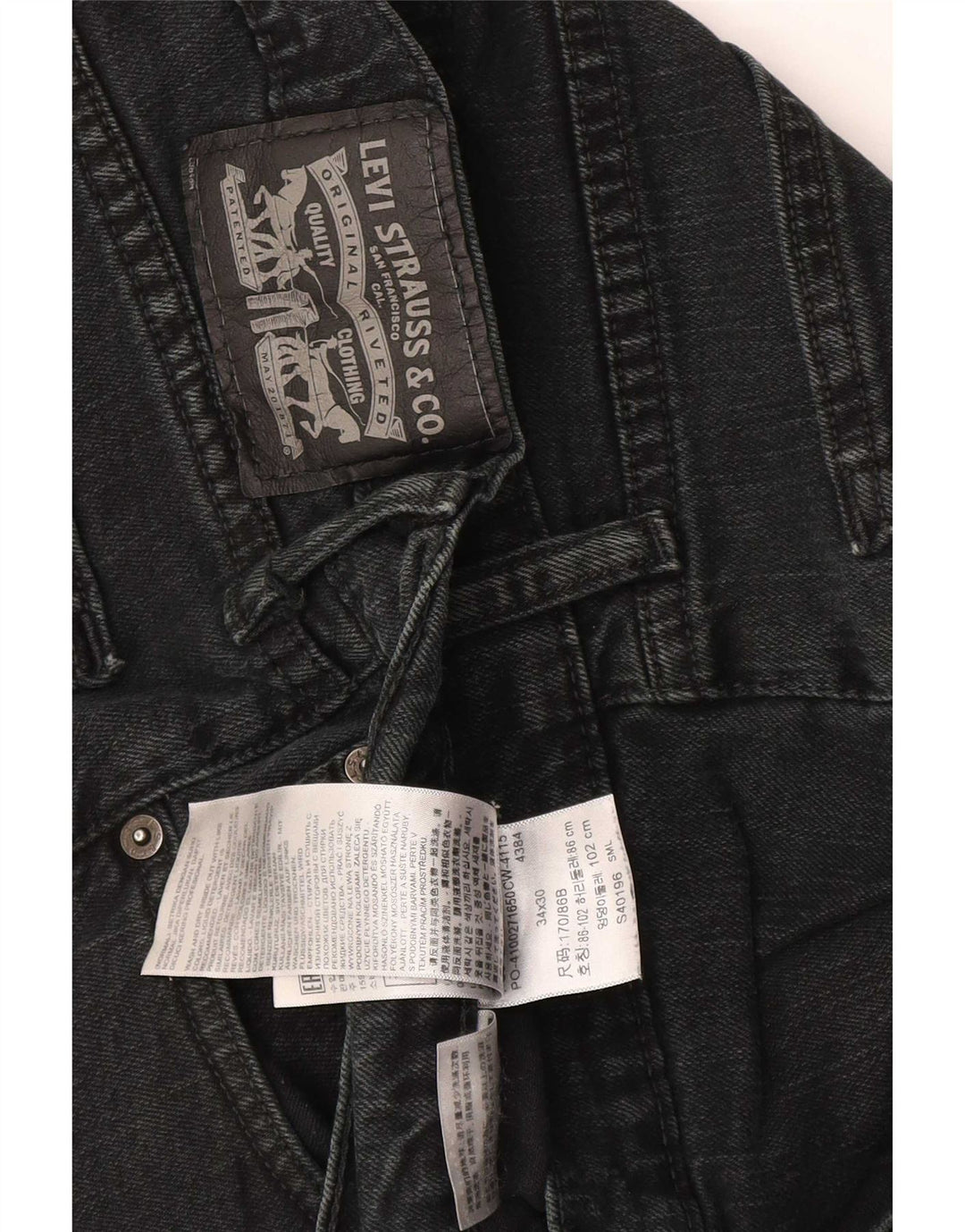 Levi's Straight Jeans til mænd W34 L30 sort bomuld