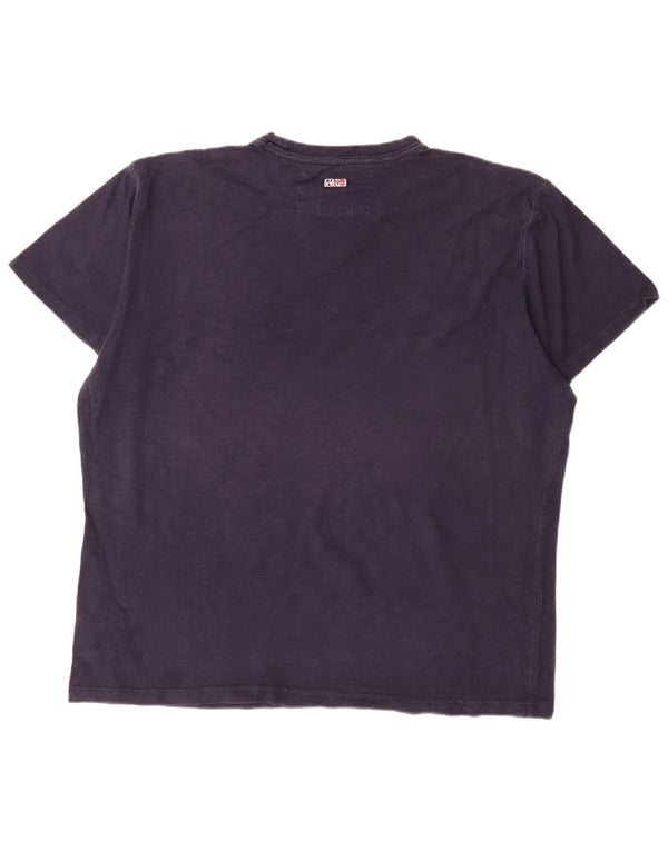 Napapijri Mens Geographic Graphic T-Shirt Top 2XL Navy Blue Cotton