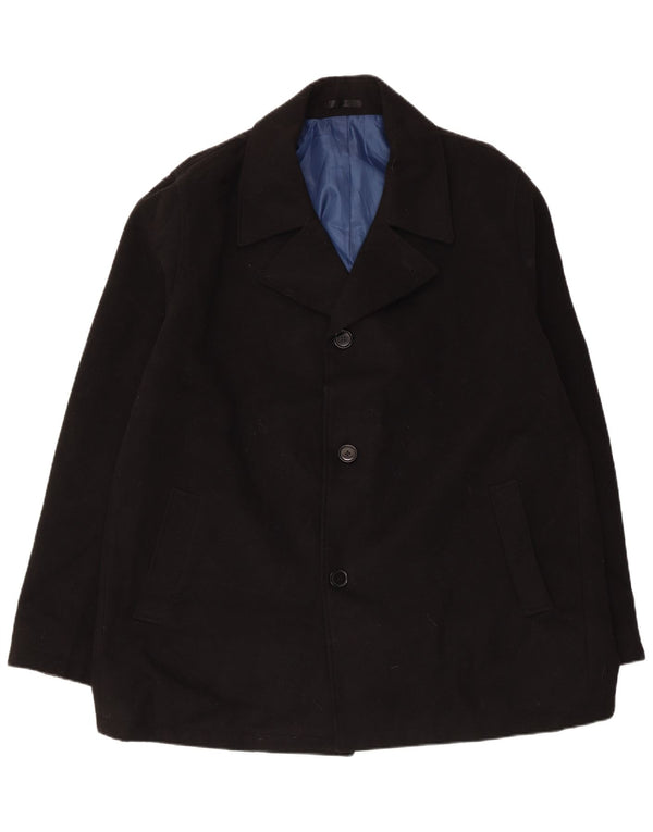 Marks & Spencer Herre Pea Coat UK 44/46 XL Sort Polyester