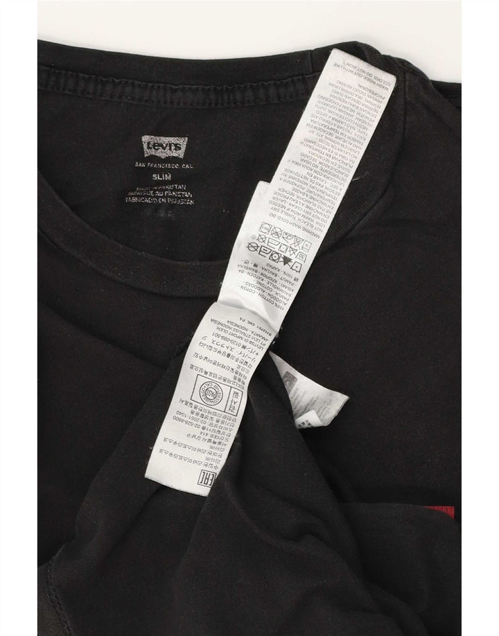 Levi's Dame Slim T-Shirt Top UK 16 Stor Sort Bomuld