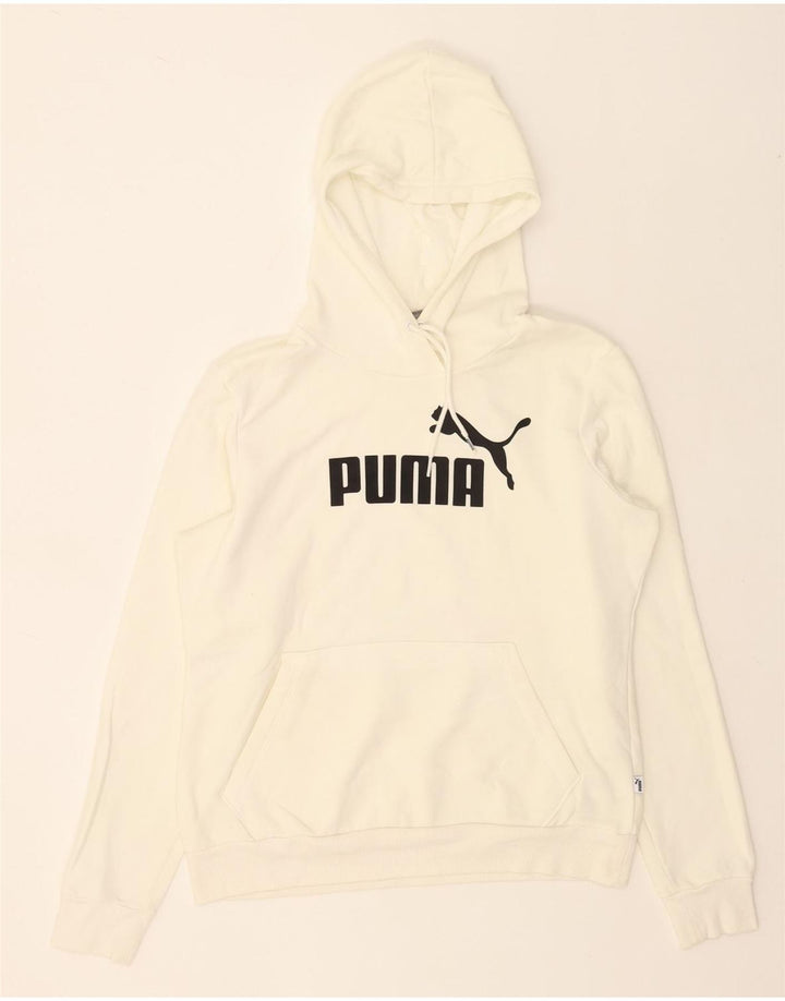 PUMA Womens Graphic Hoodie Jumper UK 14 Large White Polyester Vintage Puma and Second-Hand Puma from Messina Hembry 
