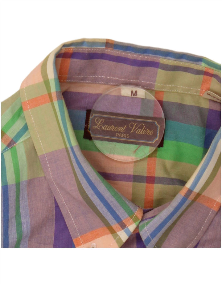 Vintage herre ternet skjorte medium flerfarvet ternet polyester
