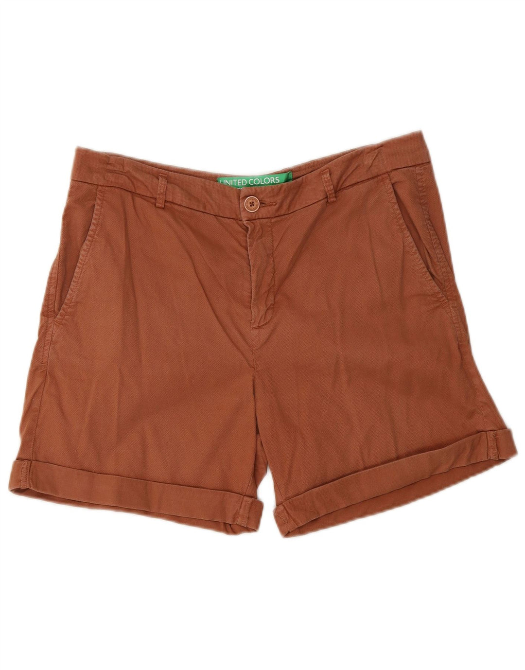 BENETTON Chino-shorts til kvinder UK 10 Small W30 Brown Bomuld