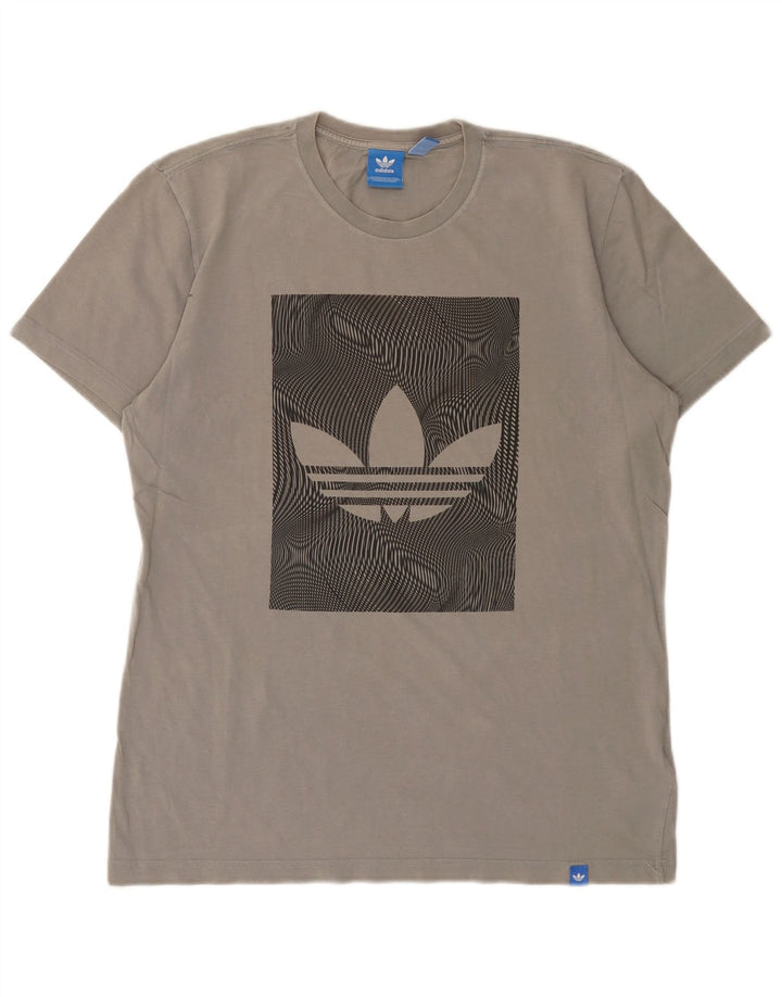 ADIDAS Grafisk T-shirt til mænd, mellemgrå bomuld