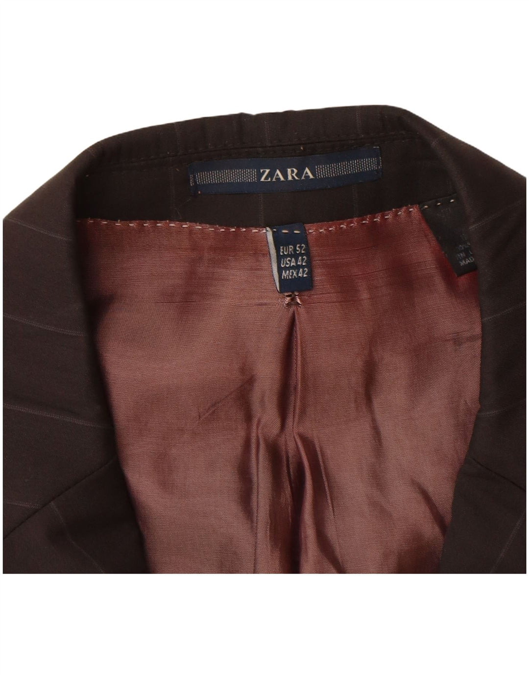 Zara Herre 2-knaps blazerjakke EU 52 Stor sort stribet uld