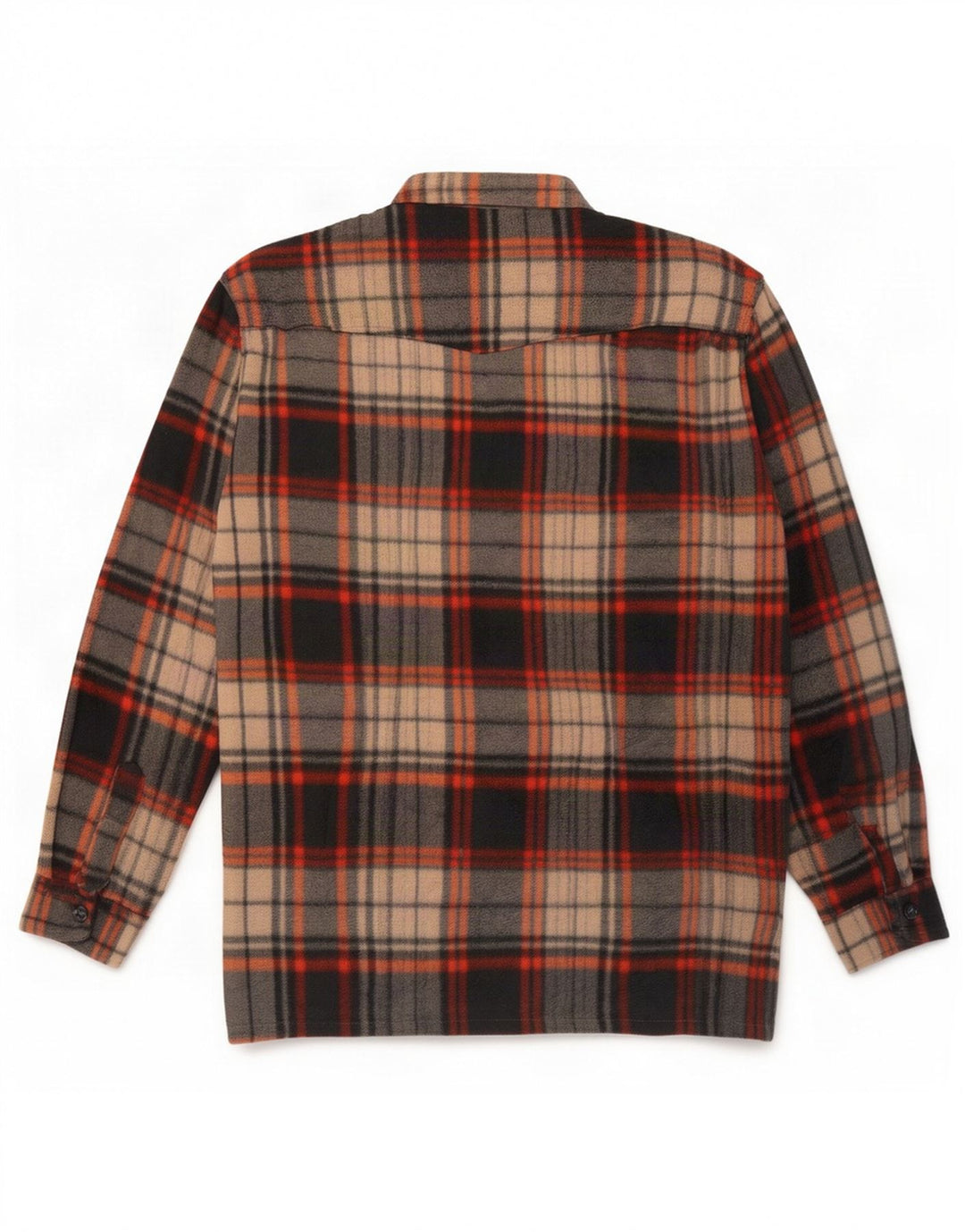 Vintage fleeceskjorte til mænd, medium brun plaid polyester