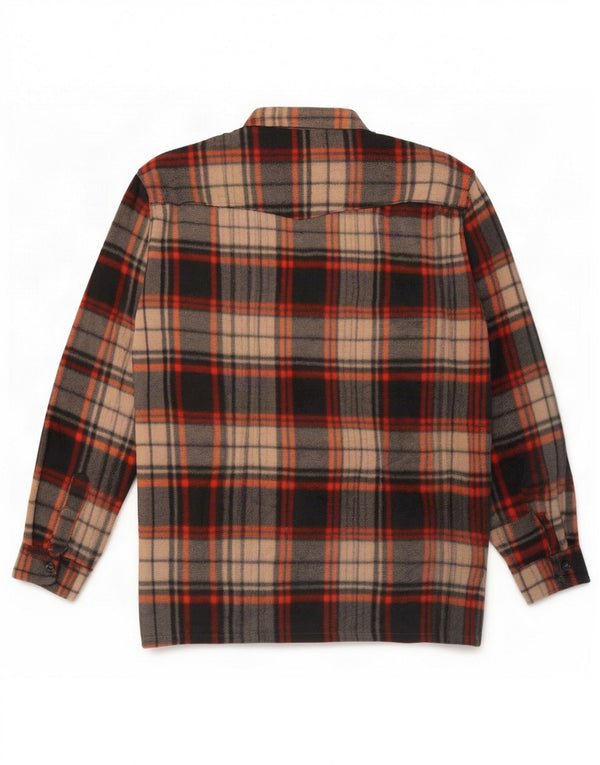Vintage fleeceskjorte til mænd, medium brun plaid polyester
