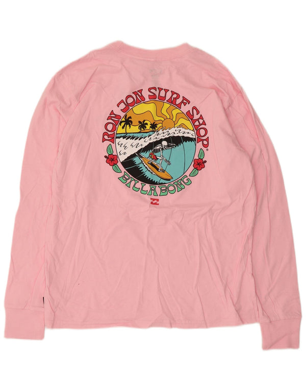 Billabong Dame Grafisk Top Langærmet UK 10 Lille Pink Bomuld