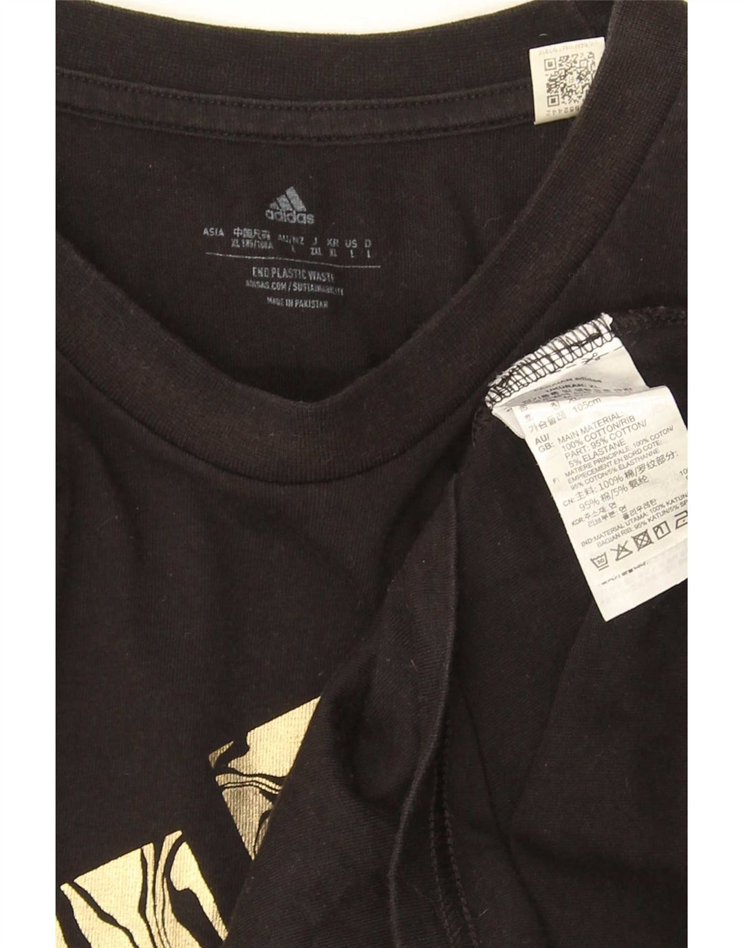 Adidas Grafisk T-shirt top til mænd, stor sort bomuld