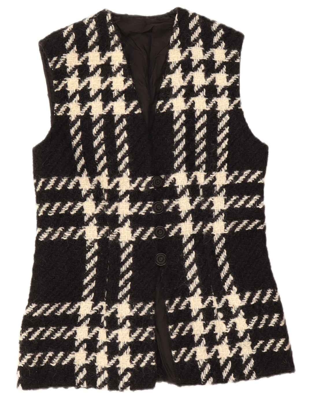 Vintage Dame Gilet UK 12 Medium Black Check