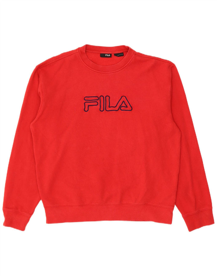 Fila Herre Grafisk Sweatshirt Jumper Stor Rød Bomuld