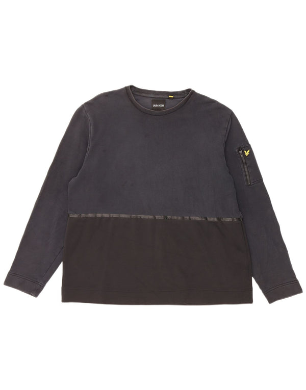 Lyle & Scott Herre Sweatshirt Jumper XL Sort Colourblock Bomuld