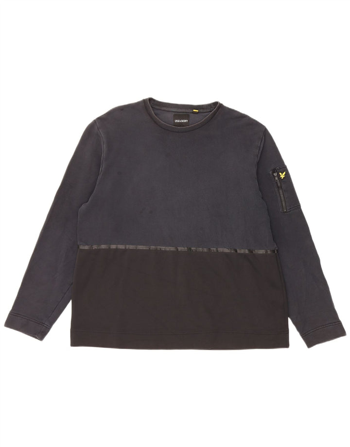 Lyle & Scott Herre Sweatshirt Jumper XL Sort Colourblock Bomuld