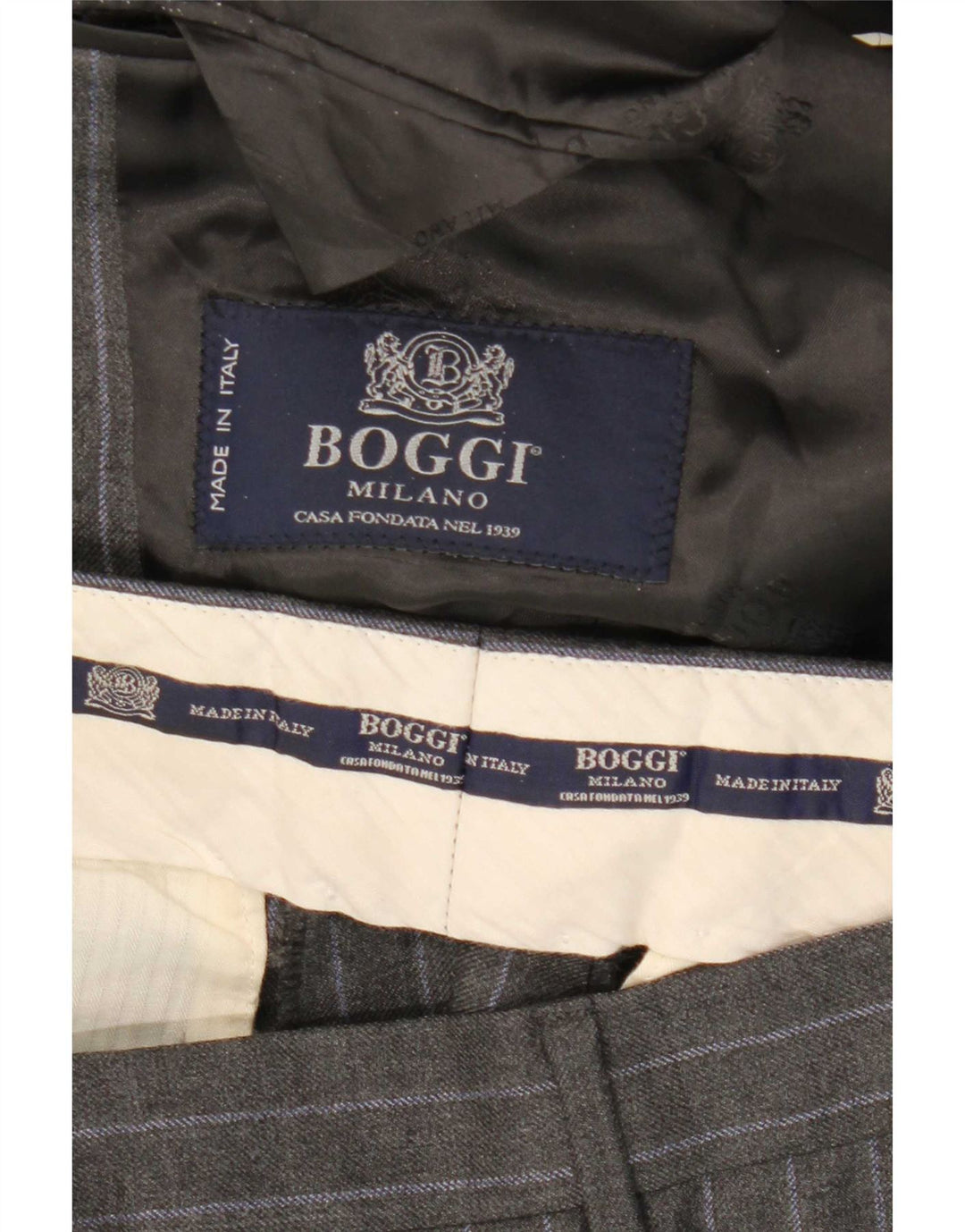 Boggi Herre 2-knapsdragt IT 48 Medium W31 L32 Grå nålestribet uld