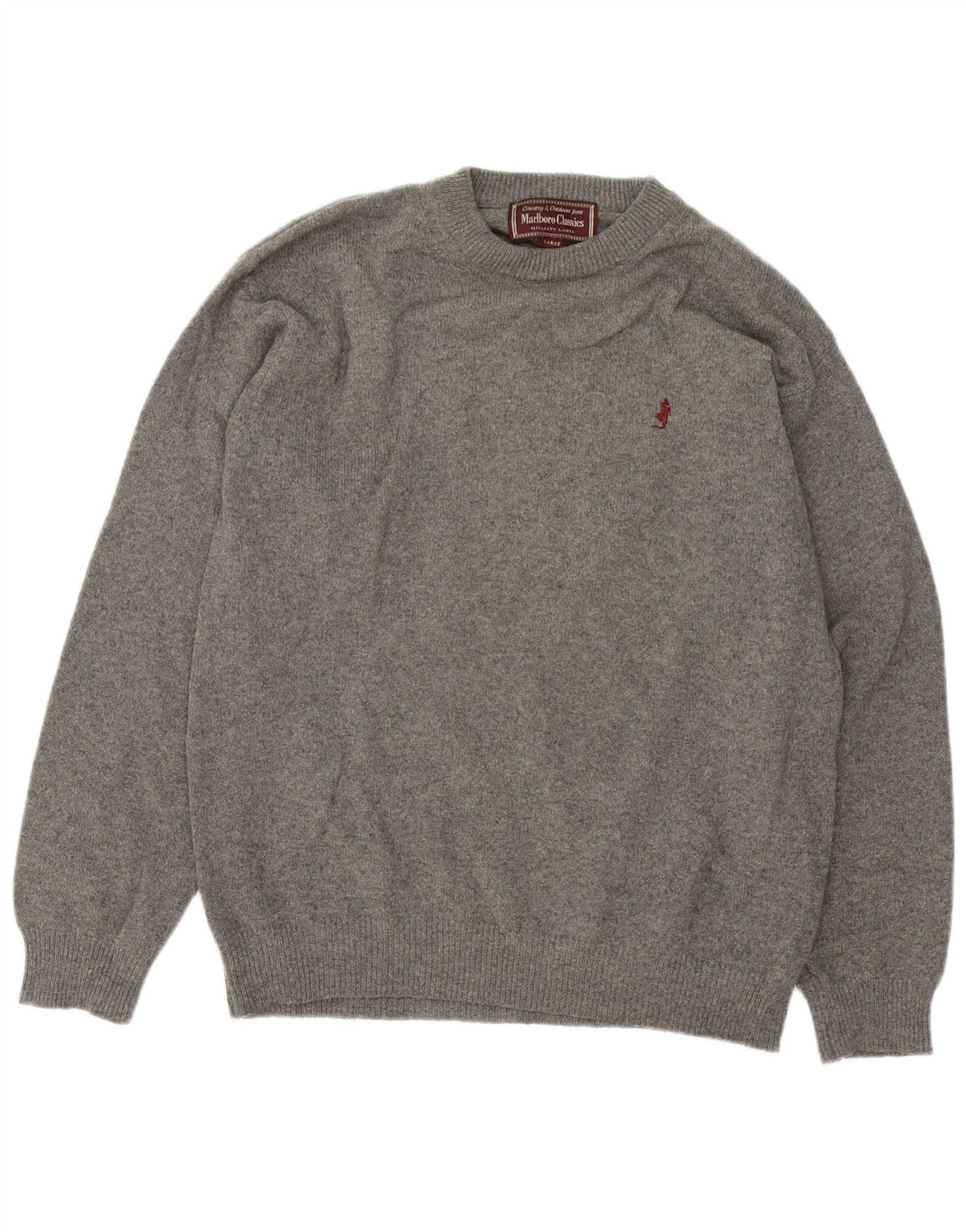 Marlboro Classics Herre Crew Neck Jumper Sweater Stor Grå Uld