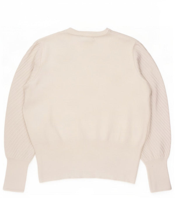 Marks & Spencer Womens Crew Neck Jumper Sweater UK 14 Large White Viscose