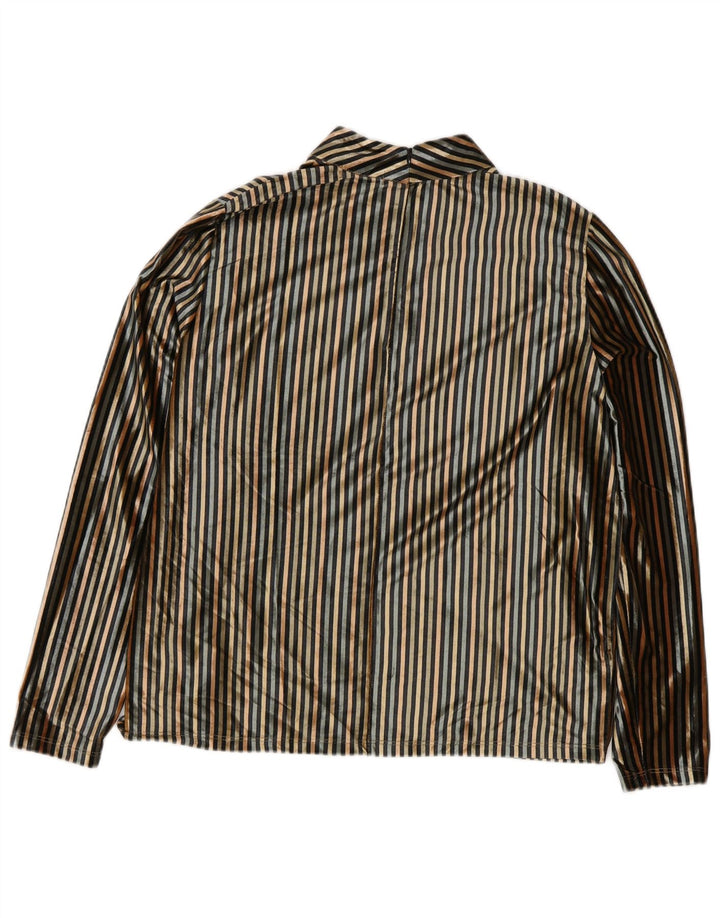Zara Womens Velvet Bluse Top UK 14 Medium Multicolored Striped