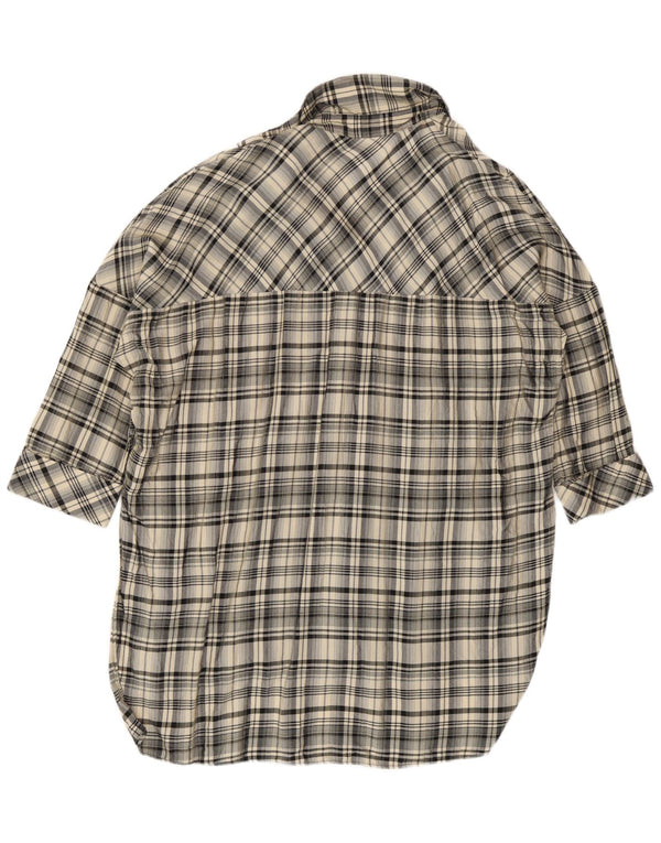 Zara Dame 3/4 ærmer Oversized Tunika Kjole UK 14 Medium Sort Plaid