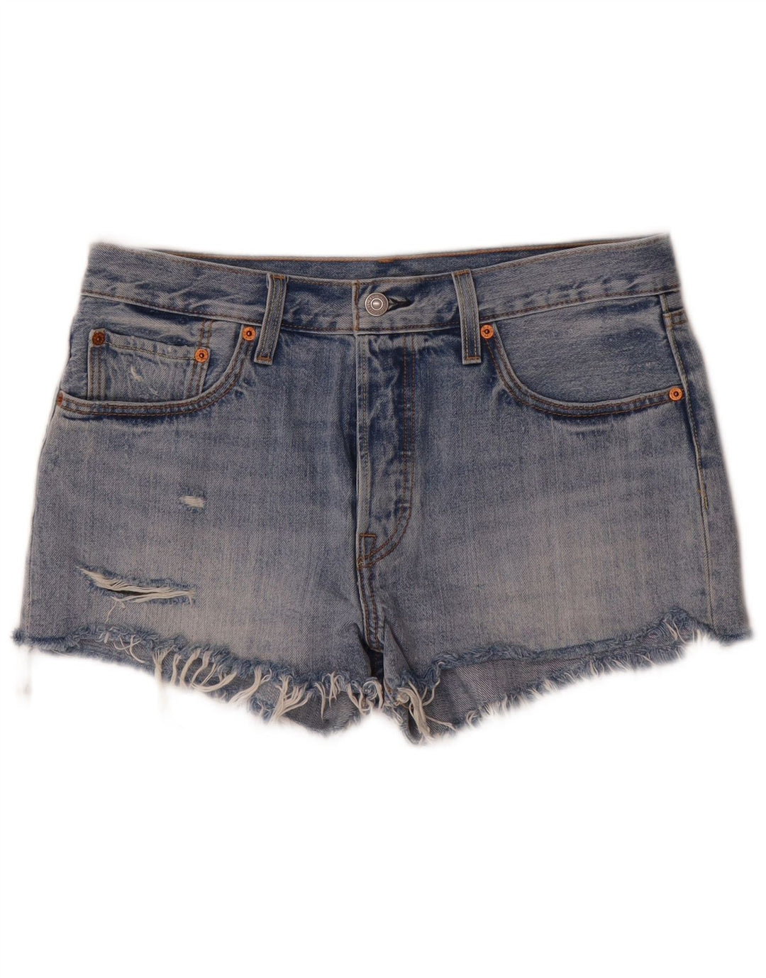 Levi's Womens 501 Distressed Denim Shorts W31 Medium Blue Bomuld