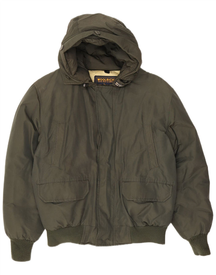 Woolrich Herre hættepolstret jakke UK 40 Stor Khaki Bomuld