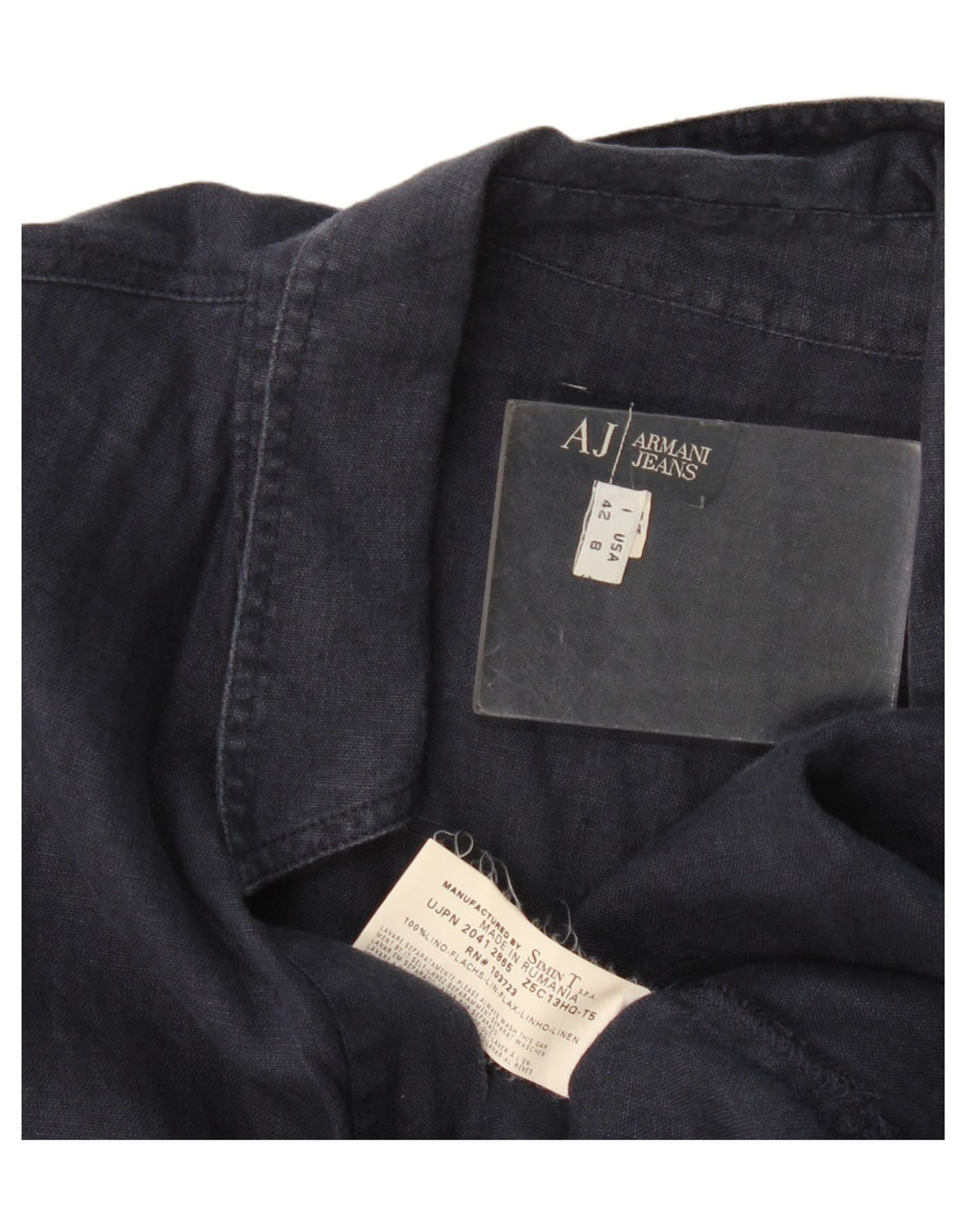 Armani Jeans Dame Pullover Shirt IT 42 Medium Navy Blue Linen