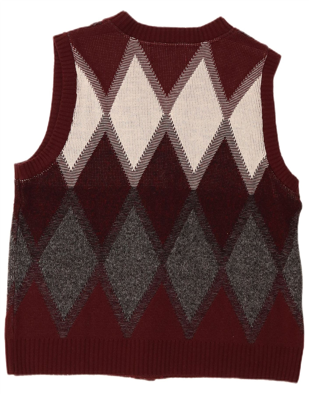 Vintage herre cardigan sweater Large Burgundy Argyle/Diamond
