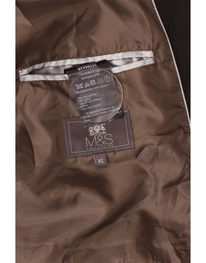 Marks & Spencer Herre Military Double Breasted Coat UK 42 XL Sort Polyester