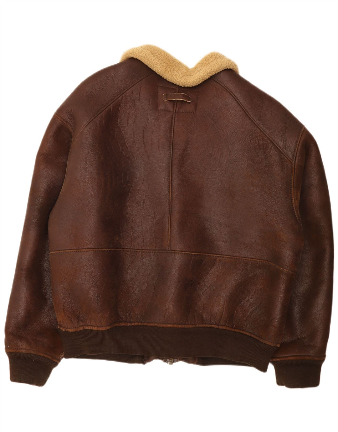 Vintage Herre Bomber Shearling Jacket UK 42 XL Brun