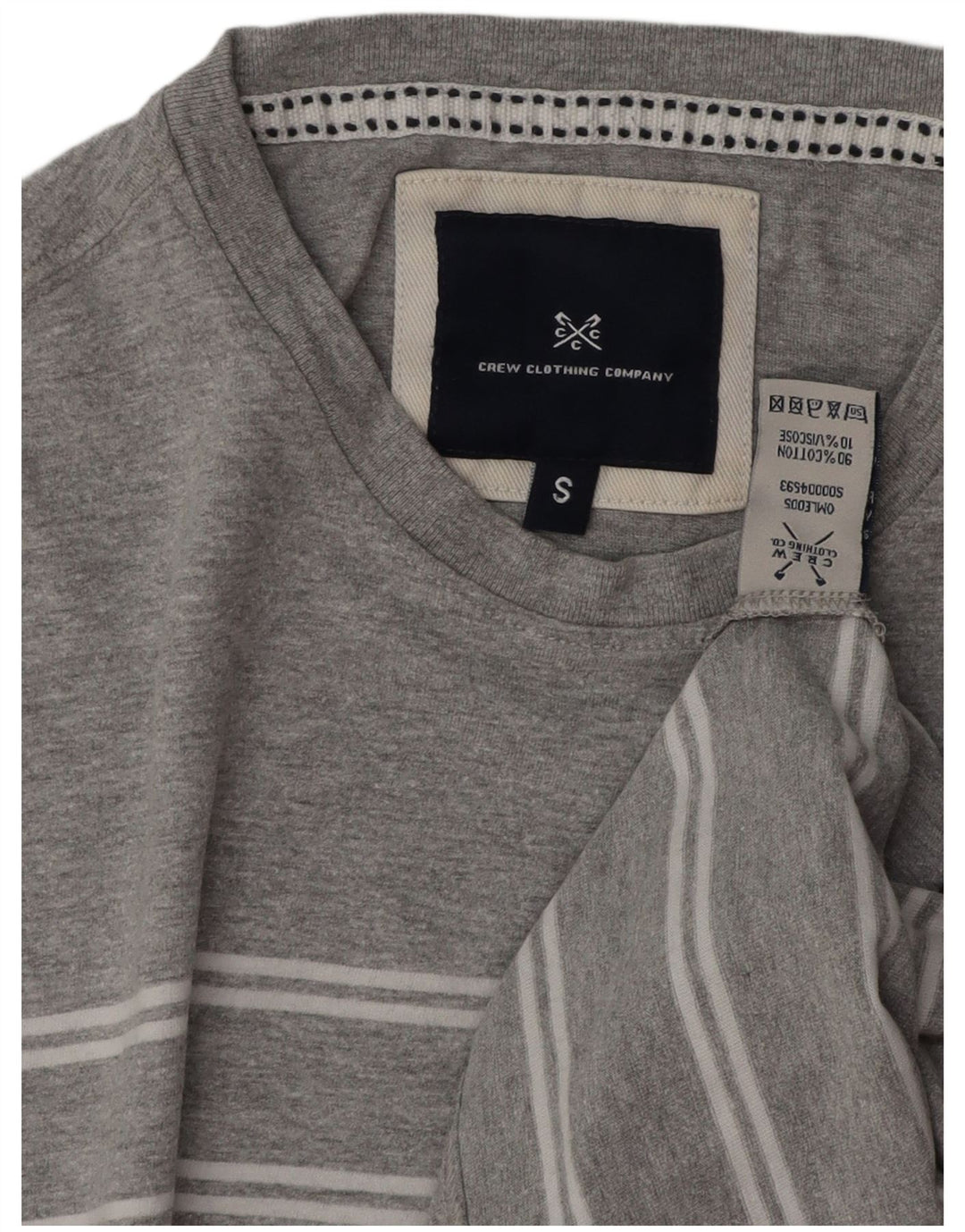 Besætningstøj Herre T-shirt Top Lille grå stribet bomuld