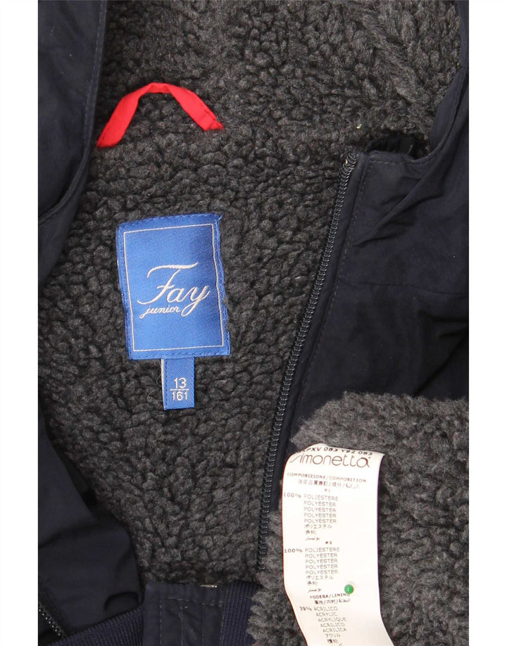Fay Girls Hooded Bomber Jacket 12-13 år Navy Blue Polyester