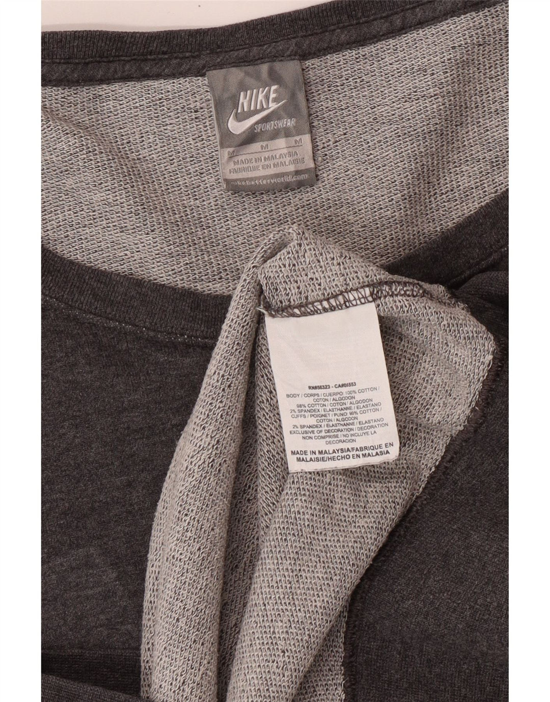 Nike Dame Grafisk Off Shoulder Sweatshirt Jumper UK 12 Medium Grey Bomuld