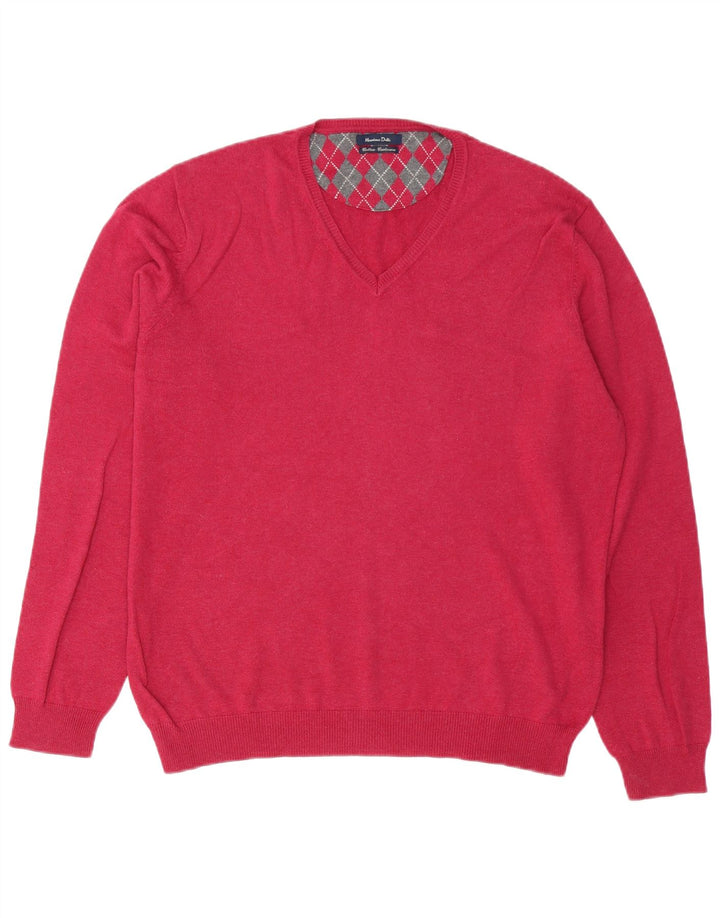 Massimo Dutti Herre V-hals sweater Stor Pink Bomuld