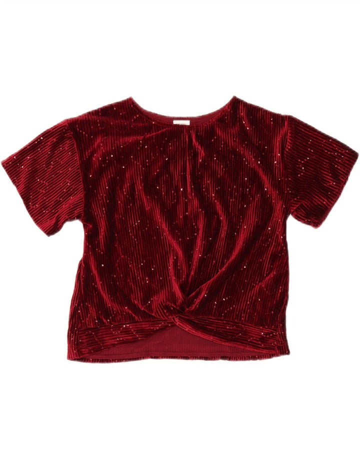 Zara Girls Velour Bluse Top 9-10 År Rød Polyester