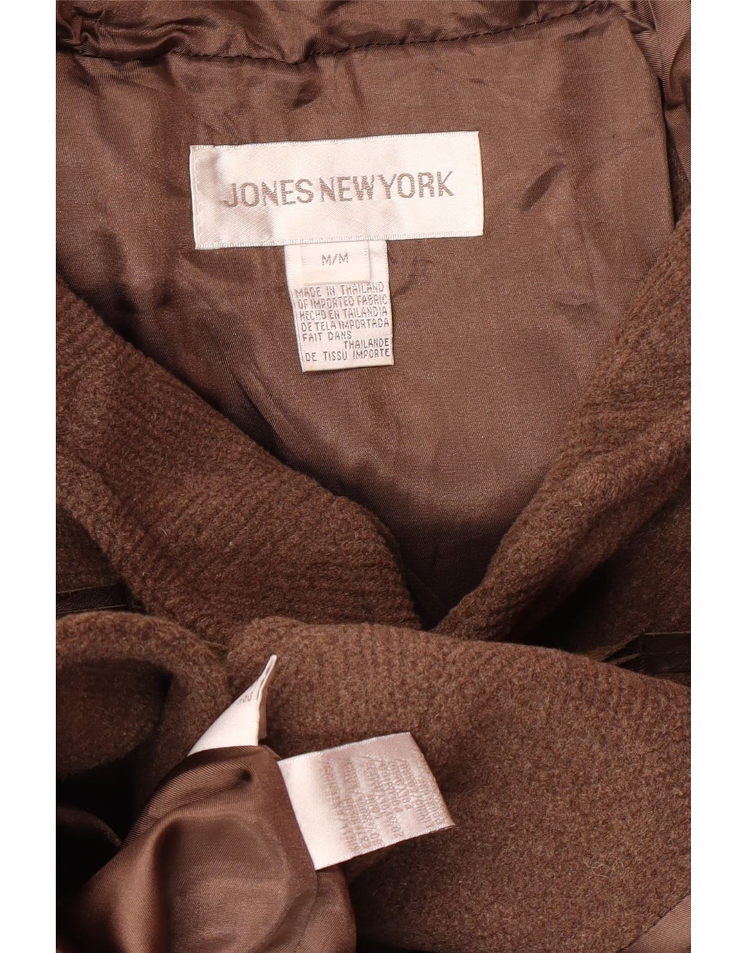 Jones New York Dame Hooded Duffle Coat UK 14 Medium Brown Wool Classic