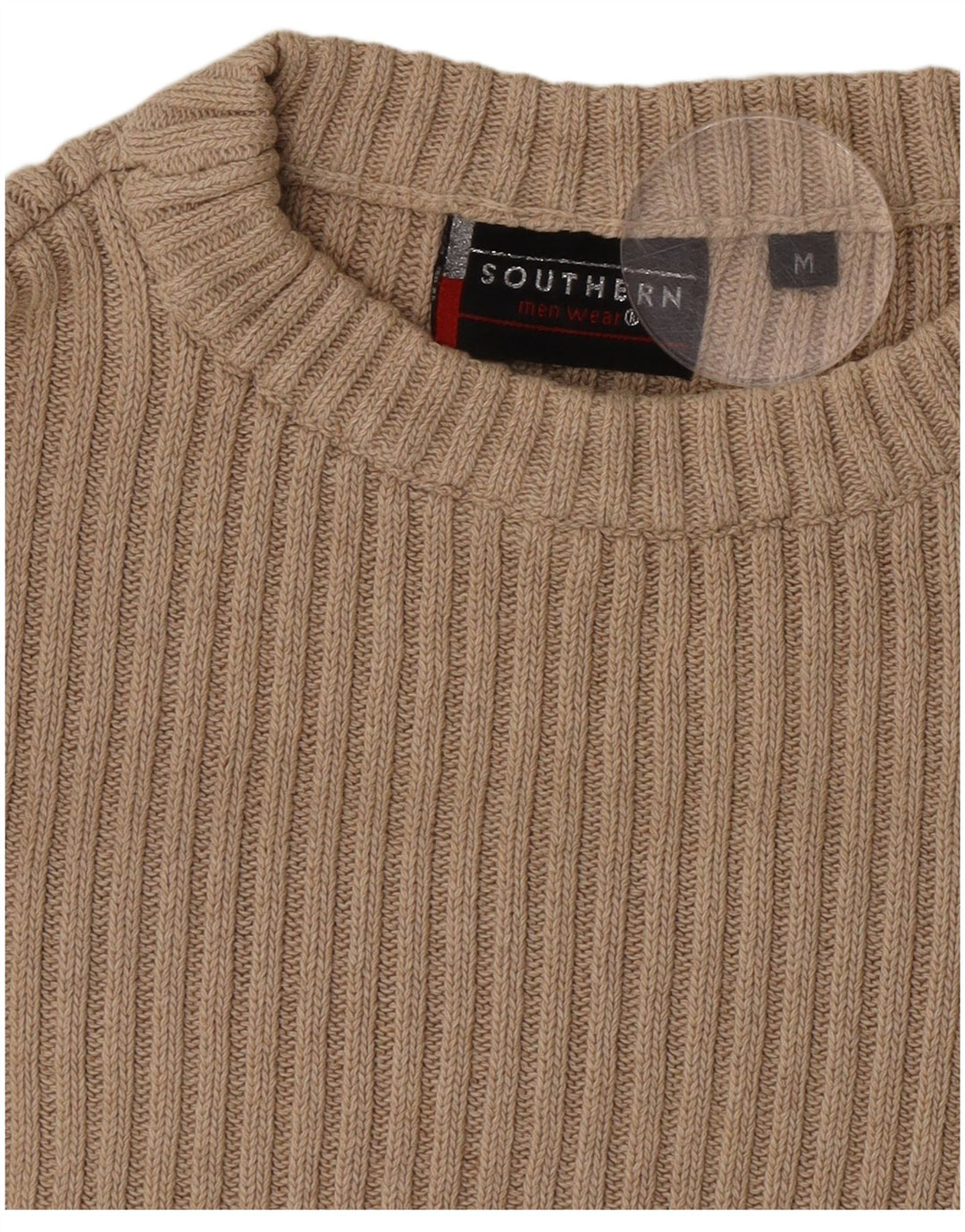 Southern Herre grafisk rund hals sweater medium beige farveblok