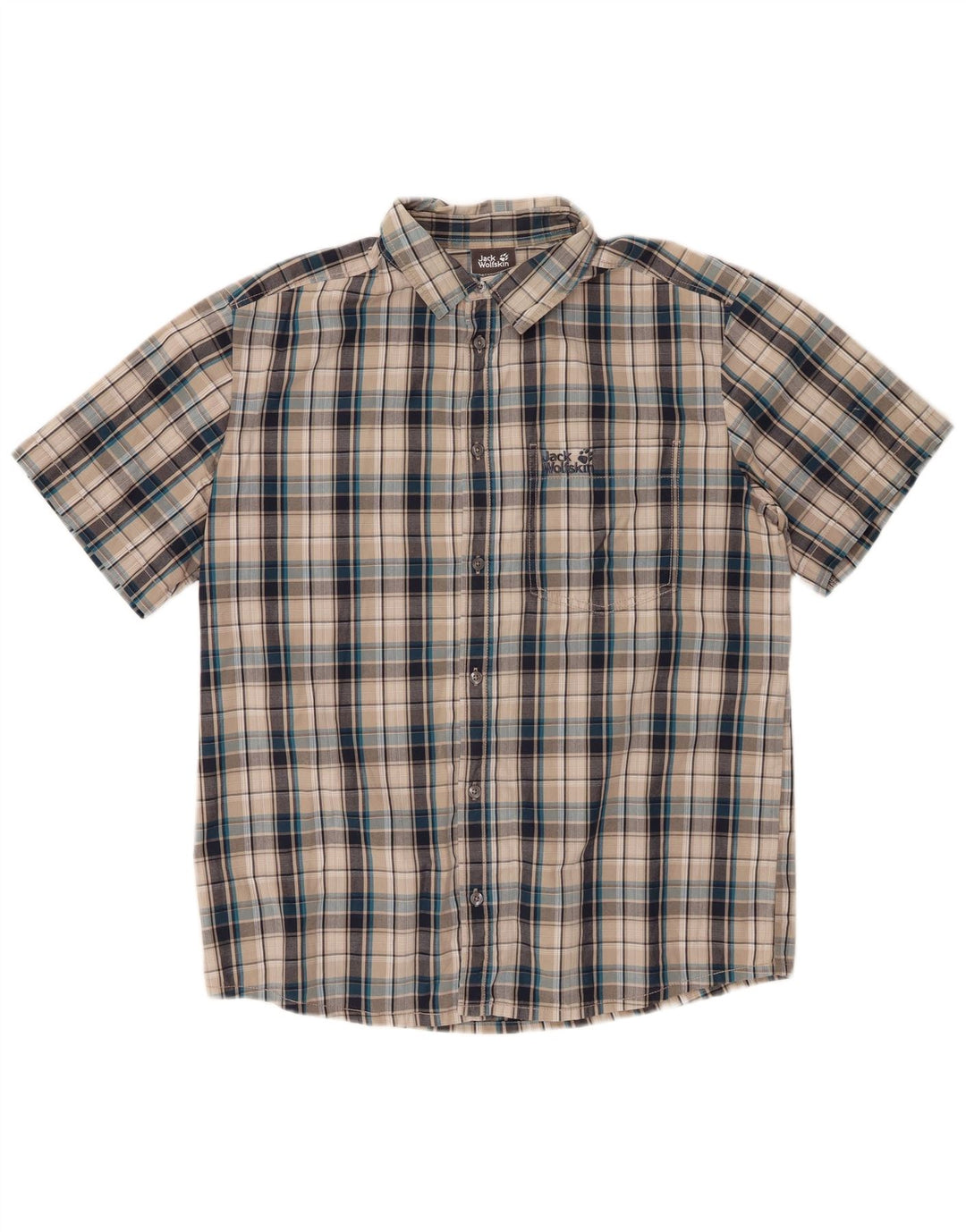 JACK WOLFSKIN Herre kortærmet skjorte mellemgrå ternet