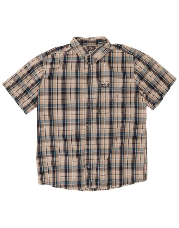 JACK WOLFSKIN Herre kortærmet skjorte mellemgrå ternet