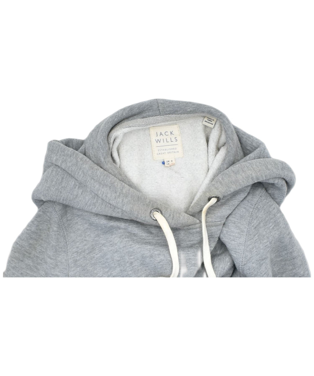 JACK WILLS Womens Graphic Hoodie Jumper UK 8 Small Grey Cotton Sports | Vintage | Thrift | Second-Hand | Used Clothing | Messina Hembry 